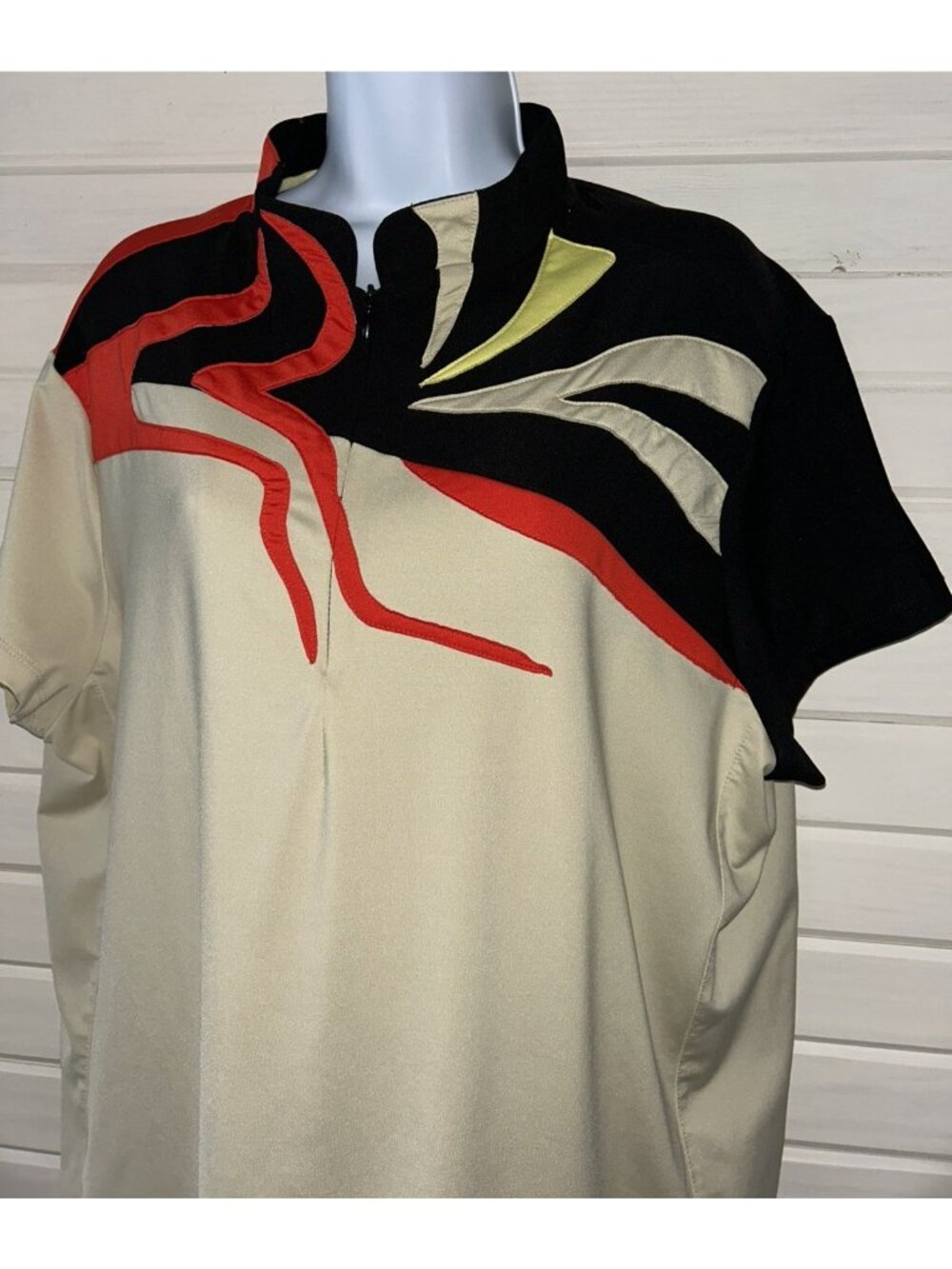 Jamie Sadock Sz XXL 1/2 Zip Stretch Polo Golf Shirt Taupe Red Black S/S EUC
